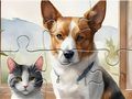 游戏拼图游戏：油画狗和猫 在线