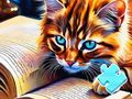 游戏拼图游戏：猫读书 在线