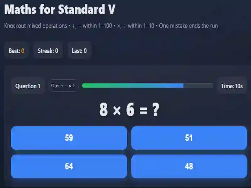 游戏Maths for Standard V在线