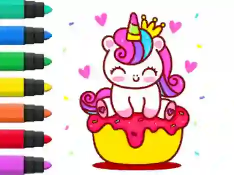 游戏Coloring Book: Unicorn Cupcake在线