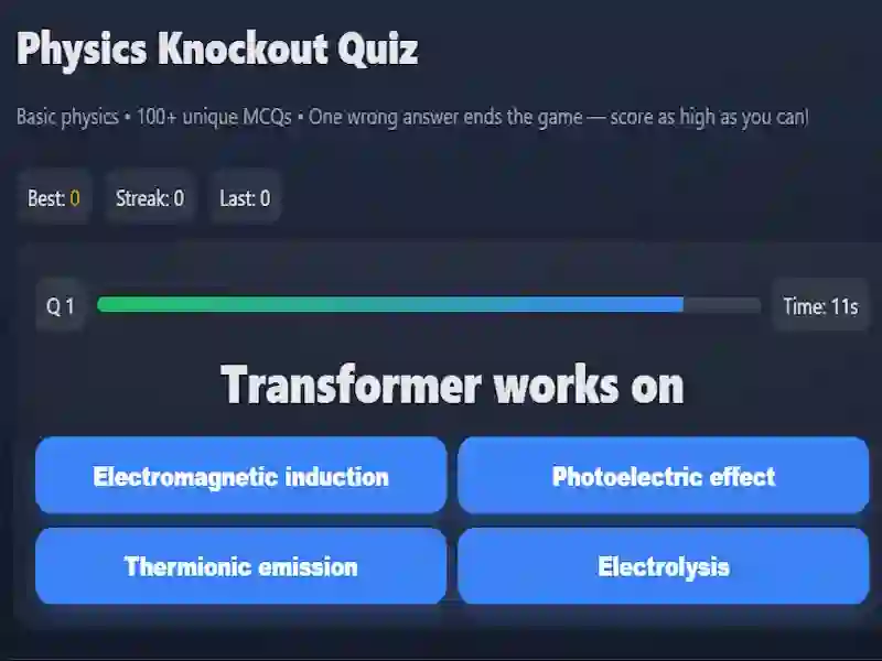 游戏Physics knowledge quiz在线