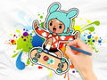 游戏着色书：Toca Boca 滑板 在线