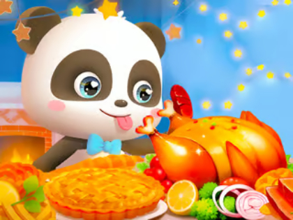 游戏拼图游戏：小熊猫感恩节大餐 在线
