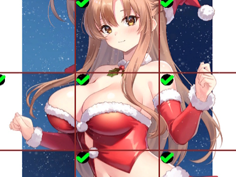 游戏穿红裙子的动漫女孩瓷砖拼图 在线